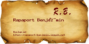 Rapaport Benjámin névjegykártya